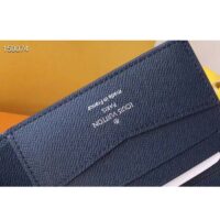 Louis Vuitton LV Unisex Slender Wallet Embossed Taiga Leather Acajou Navy Blue (2)