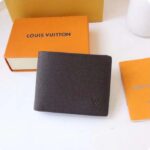 Louis Vuitton LV Unisex Slender Wallet Embossed Taiga Leather Acajou Navy Blue – Image 3