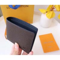 Louis Vuitton LV Unisex Slender Wallet Embossed Taiga Leather Acajou Navy Blue (2)