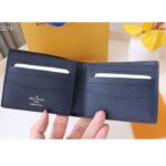 Louis Vuitton LV Unisex Slender Wallet Embossed Taiga Leather Acajou Navy Blue – Image 5