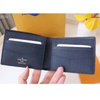 Louis Vuitton LV Unisex Slender Wallet Embossed Taiga Leather Acajou Navy Blue (2)