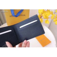 Louis Vuitton LV Unisex Slender Wallet Embossed Taiga Leather Acajou Navy Blue (2)