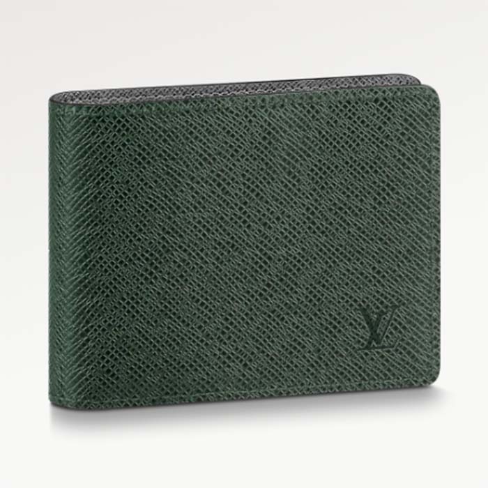 Louis Vuitton LV Unisex Slender Wallet Embossed Taiga Leather Epicea Glacier Cowhide