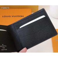 Louis Vuitton LV Unisex Slender Wallet Embossed Taiga Leather Glacier Black Cowhide (4)