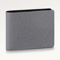 Louis Vuitton LV Unisex Slender Wallet Embossed Taiga Leather Glacier Black Cowhide (4)