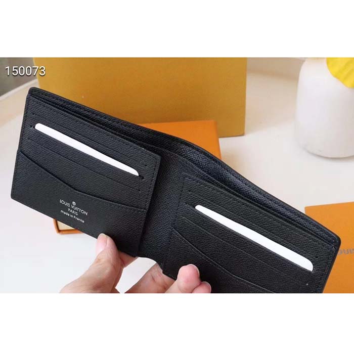 Louis Vuitton Black Taiga Leather Slender Bifold Wallet