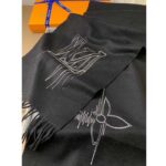 Louis Vuitton LV Unisex Stitch Scarf Black Monogram Flowers Wool Cashmere Jacquard – Bild 8