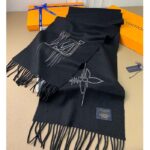Louis Vuitton LV Unisex Stitch Scarf Black Monogram Flowers Wool Cashmere Jacquard – Bild 3