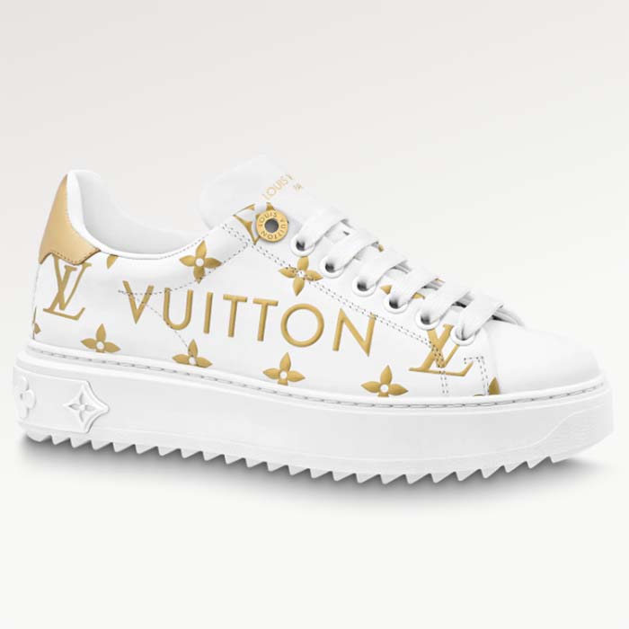 Louis Vuitton LV Unisex Time Out Sneaker Gold Monogram Debossed Calf Leather
