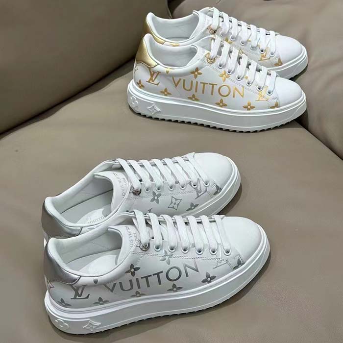 Louis Vuitton LV Unisex Time Out Sneaker Gold Monogram Debossed Calf Leather (5)
