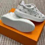 Louis Vuitton LV Unisex Time Out Sneaker Silver Monogram Debossed Calf Leather - Image 6