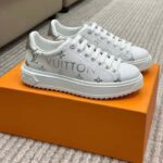 Louis Vuitton LV Unisex Time Out Sneaker Silver Monogram Debossed Calf Leather - Image 2