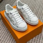 Louis Vuitton LV Unisex Time Out Sneaker Silver Monogram Debossed Calf Leather - Image 3
