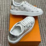 Louis Vuitton LV Unisex Time Out Sneaker Silver Monogram Debossed Calf Leather - Image 4