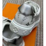 Louis Vuitton LV Unisex Time Out Sneaker Silver Monogram Debossed Calf Leather - Image 9
