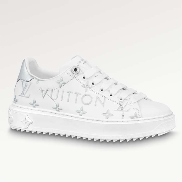 Louis Vuitton LV Unisex Time Out Sneaker Silver Monogram Debossed Calf Leather
