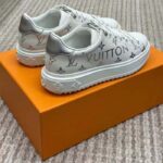 Louis Vuitton LV Unisex Time Out Sneaker Silver Monogram Debossed Calf Leather - Image 5