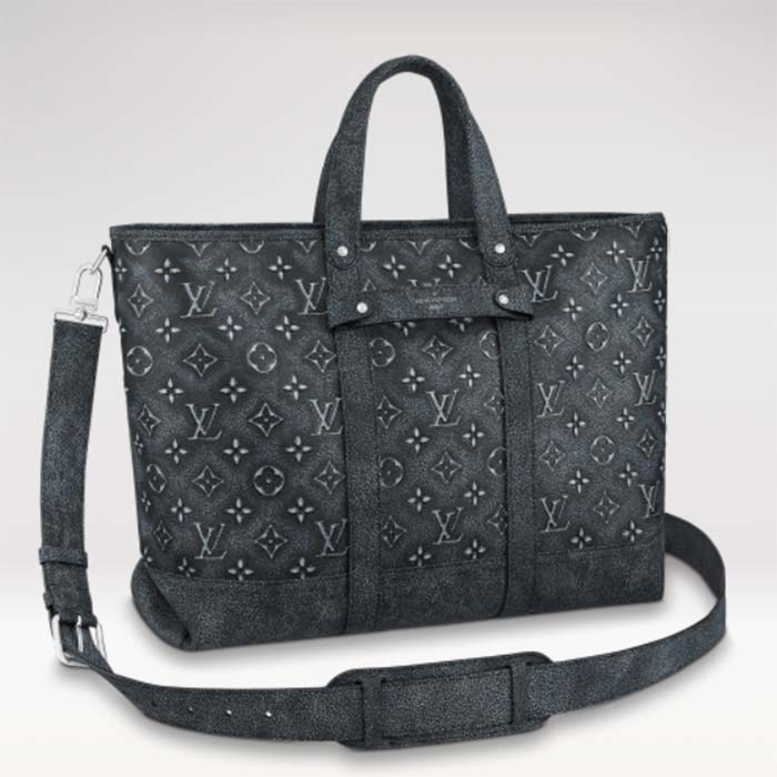 Louis Vuitton LV Unisex Tote Journey Carryall Bag Black Charcoal ... Louis Vuitton LV Unisex Tote Journey Carryall Bag Black Charcoal Cowhide Leather 3