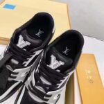 Louis Vuitton LV Unisex Trainer Sneaker Black Mix Materials Monogram Flowers – Image 9