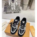 Louis Vuitton LV Unisex Trainer Sneaker Black Mix Materials Monogram Flowers – Image 3