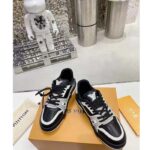 Louis Vuitton LV Unisex Trainer Sneaker Black Mix Materials Monogram Flowers – Image 4