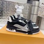 Louis Vuitton LV Unisex Trainer Sneaker Black Mix Materials Monogram Flowers – Image 2