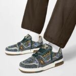 Louis Vuitton LV Unisex Trainer Sneaker Khaki Green Strass Rubber Monogram Flowers – Image 14