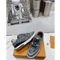 Louis Vuitton LV Unisex Trainer Sneaker Khaki Green Strass Rubber Monogram Flowers (3)