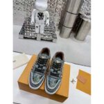 Louis Vuitton LV Unisex Trainer Sneaker Khaki Green Strass Rubber Monogram Flowers – Image 4