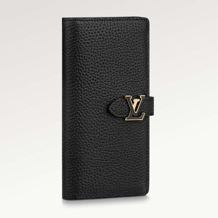 Louis Vuitton LV Unisex Vertical Wallet Black Arizona Taurillon Cowhide Leather