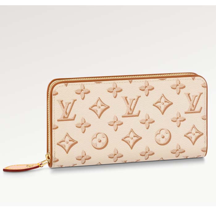 Louis Vuitton LV Unisex Zippy Wallet Beige Monogram Coated Canvas Calf Leather