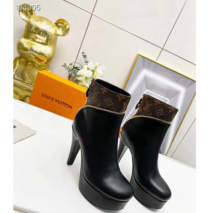 Louis Vuitton LV Women Afterglow Platform Ankle Boot Black Calf