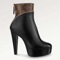 Louis Vuitton LV Women Afterglow Platform Ankle Boot Black Calf Patent Monogram Canvas (3)