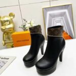 Louis Vuitton LV Women Afterglow Platform Ankle Boot Black Calf Patent Monogram Canvas – Bild 5