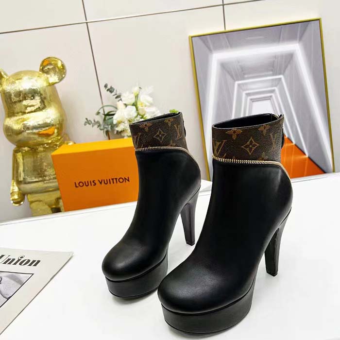 Louis Vuitton Afterglow Platform Ankle Boot, Black, 37.5
