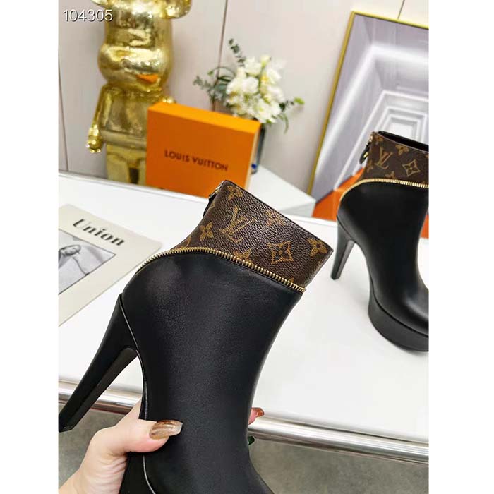 Louis Vuitton LV Women Afterglow Platform Ankle Boot Black Calf