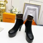Louis Vuitton LV Women Afterglow Platform Ankle Boot Black Calf Patent Monogram Canvas – Bild 3