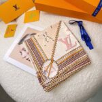 Louis Vuitton LV Women Braided Monogram Printed Scarf Beige Silk Monogram Pattern – Image 7