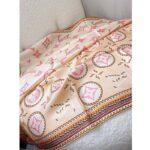 Louis Vuitton LV Women Braided Monogram Printed Scarf Beige Silk Monogram Pattern – Image 4
