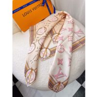 Louis Vuitton LV Women Braided Monogram Printed Scarf Beige Silk Monogram Pattern (16)