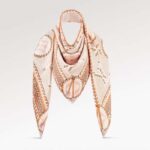Écharpe tressée Louis Vuitton LV pour femme, imprimée monogramme, en soie beige, motif monogramme