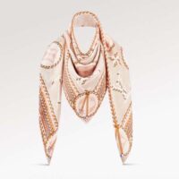 Louis Vuitton LV Women Braided Monogram Printed Scarf Beige Silk Monogram Pattern