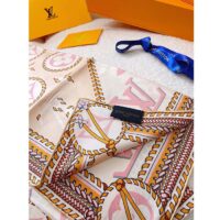 Louis Vuitton LV Women Braided Monogram Printed Scarf Beige Silk Monogram Pattern (16)