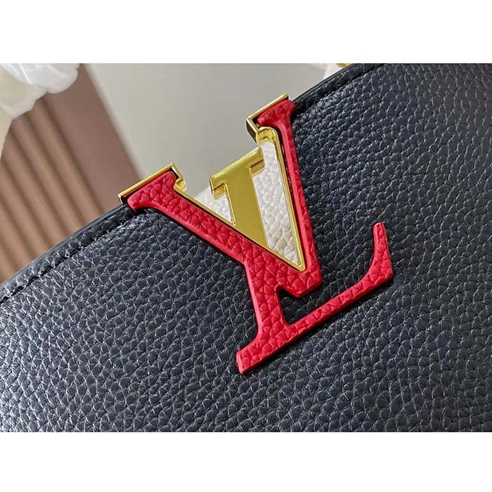 Louis Vuitton LV Women Capucines BB Black Greige Doux Scarlet Taurillon Leather (5)
