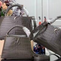 Louis Vuitton LV Women Capucines BB Handbag Grey Crocodilien Brillant Savoir Faire (1)