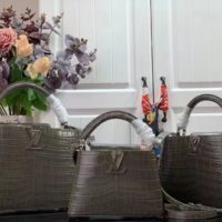 Louis Vuitton LV Women Capucines BB Handbag Grey Crocodilien Brillant Savoir Faire (1)