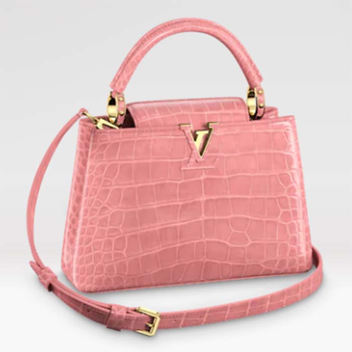Louis Vuitton LV Women Capucines BB Handbag Pink Crocodilien Brillant Savoir Faire