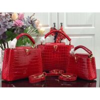 Louis Vuitton LV Women Capucines BB Handbag Red Crocodilien Brillant Savoir Faire (5)