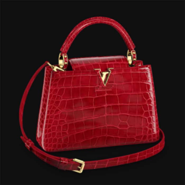 Louis Vuitton LV Women Capucines BB Handbag Red Crocodilien Brillant Savoir Faire