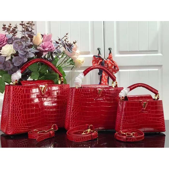 Louis Vuitton LV Women Capucines BB Handbag Red Crocodilien Brillant Savoir Faire (7)